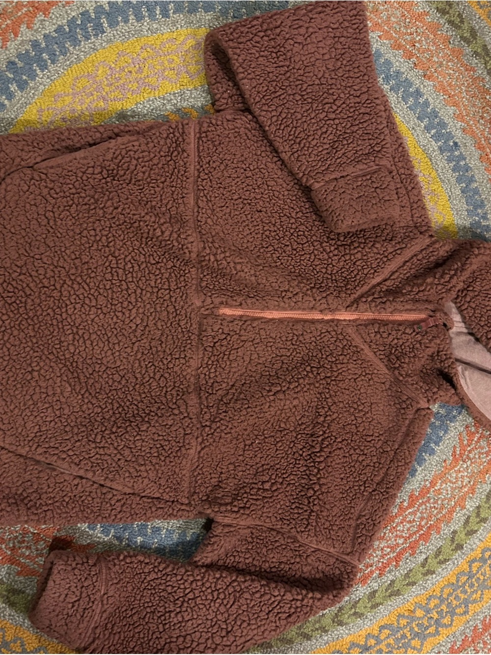 Prana Teddy Half-Zip Jacket in Mauve Brown